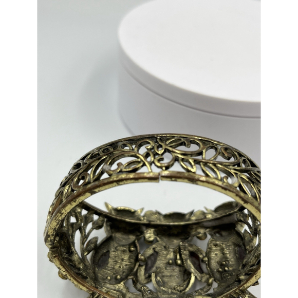 Vintage Owl Gold Tone Cuff Clamper Bangle Bracelet HANDMADE VTG SEE ALL - Picture 13 of 16